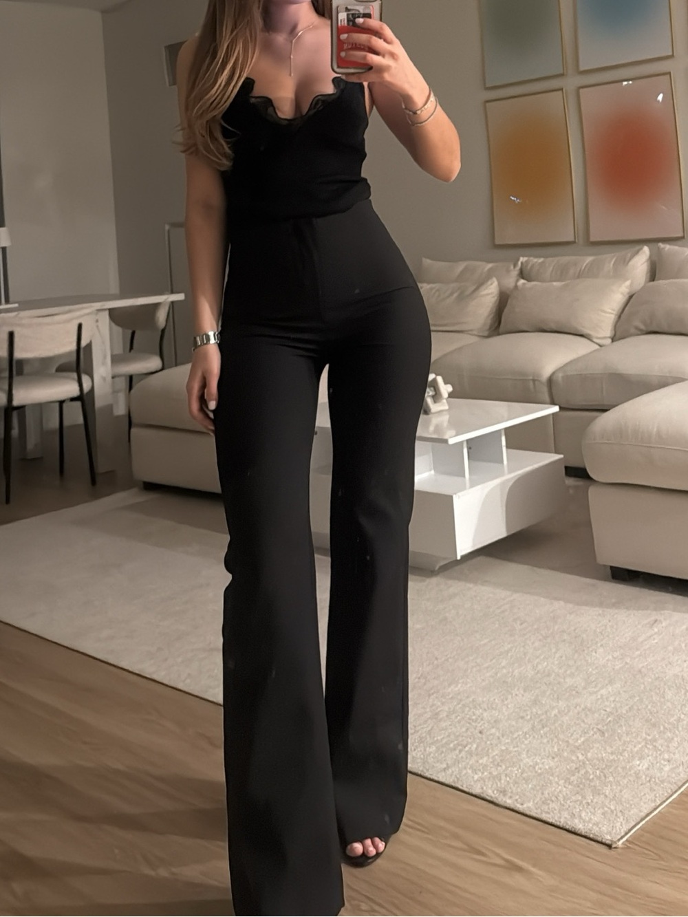 Zara Black Scallop-Trim Camisole